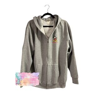 Walt Disney World Mickey Mouse Embroidered Gray Full Zip Hoodie Sweatshirt XL